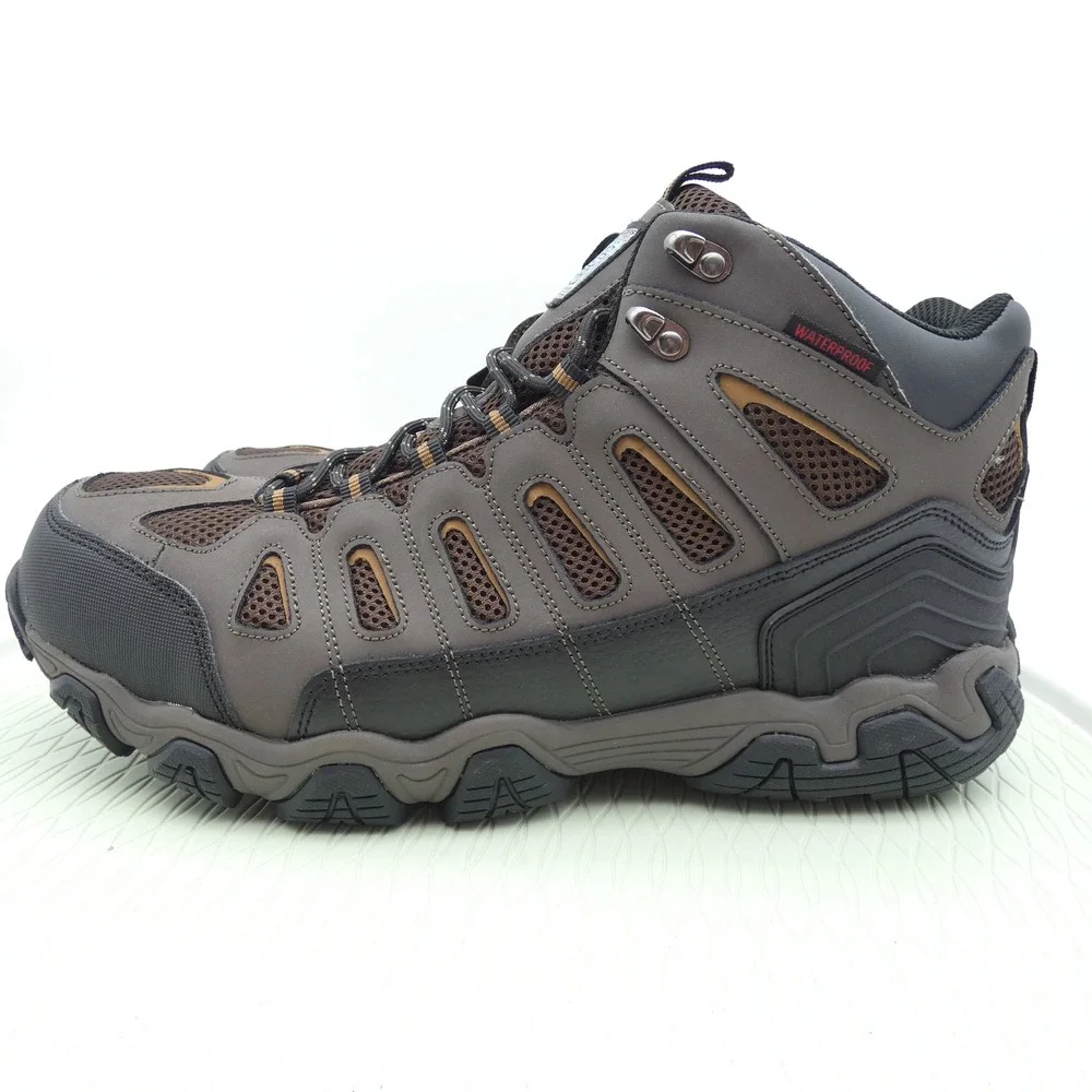 Skechers Work Mens Steel Toe Waterproof Boots Brown Black 77054 Size 13 NEW
